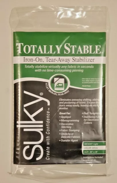 Sulky Totally Stable Iron-on, Tear-Away Stabiliser - WHITE