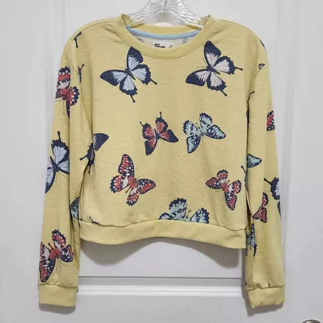 Epic Threads Girls XL Yellow Butterfly Sweatshirt Crew Neck Long Sleeve