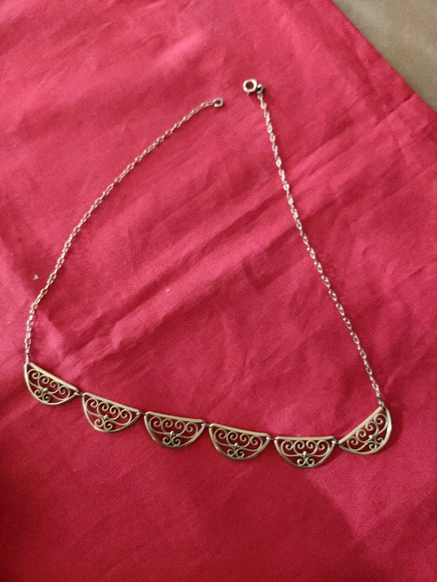 Collier Ancien à Boules Marseillais En Plaqué Or Murat - Longueur 40cm, Perles 8mm, Style Ras Du Cou