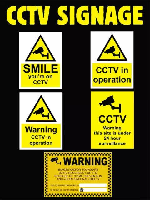 CCTV Security Camera Signage - Plastic Corriboards or Vinyl Stickers, Waterproof