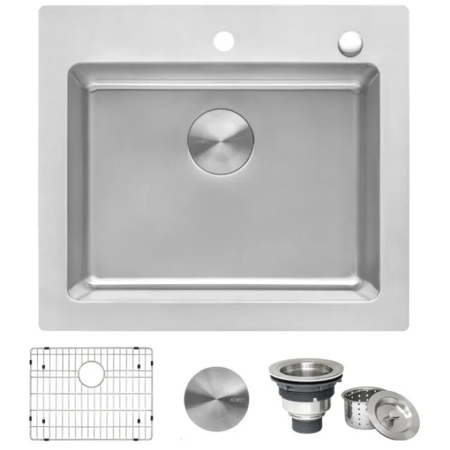 Ruvati 23"x20" Drop-in Topmount 16 Gauge Single Bowl Kitchen Sink-RVM5923 (2699)