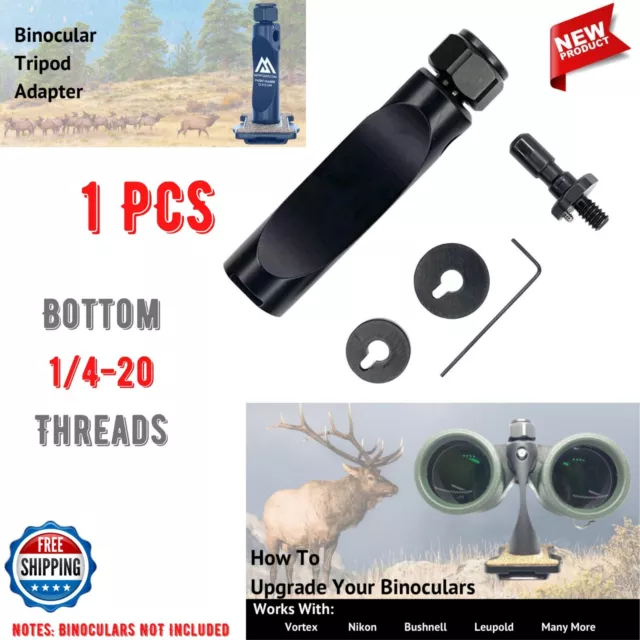 Binocular Tripod Adapter W/ 1/4-20 Mount for Nikon/Vortex/Leupold/Bushnell Binos