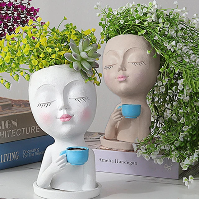 FACE FLOWER PLANTERS Pots Resin Head Planter Succulent Pot Indoor