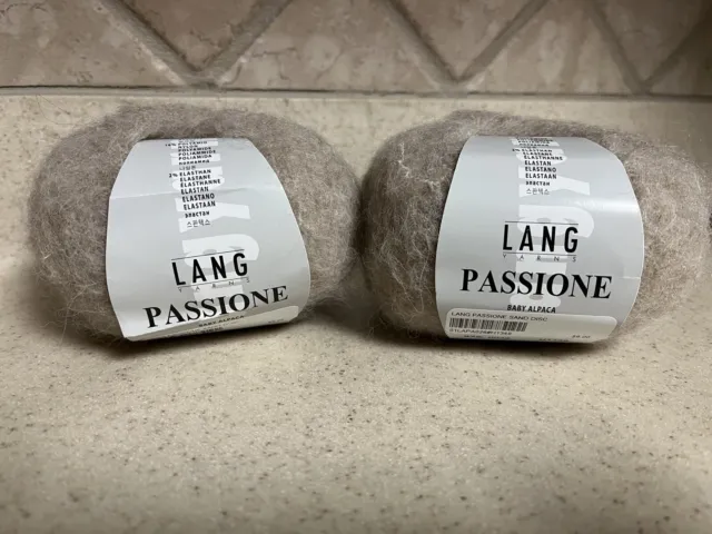 2 Cakes of LANG PASSIONE BABY ALPACA Sand YARN
