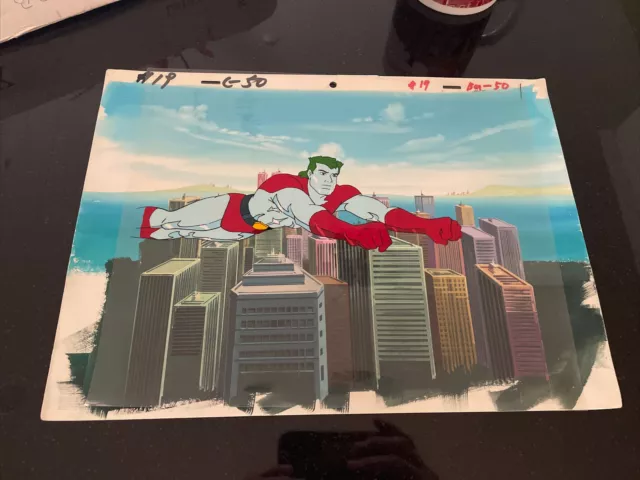 Captain Planet Orig Animation Production Cel & Original Painted Background 90s