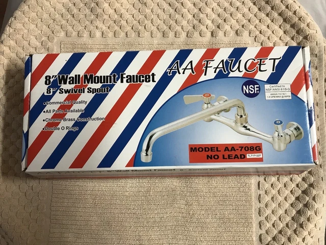 AA Faucet 8" Wall Mount NSF Commercial  Model AA-708G. No Lead Faucet