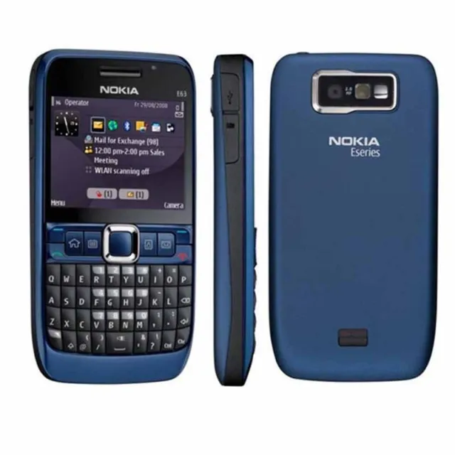 Original Unlocked Nokia E63 WIFI QWERTY Keypad 3G Warranty MP3 Blue Mobile Phone