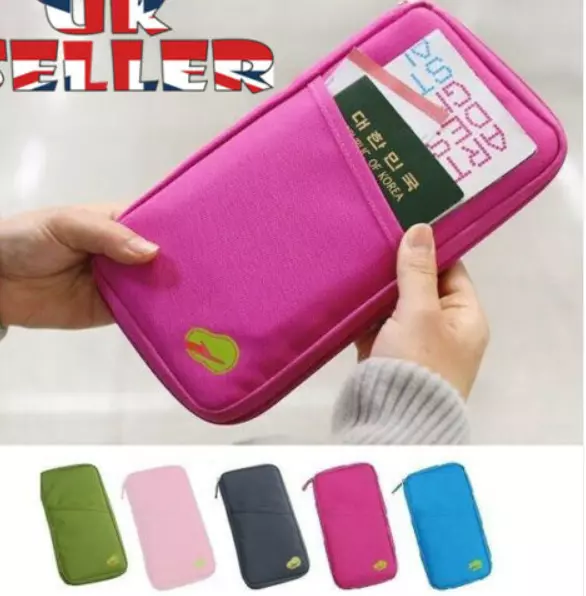 New Portable Travel Wallet Purse Document Organiser Zipped Passport ID Holder UK