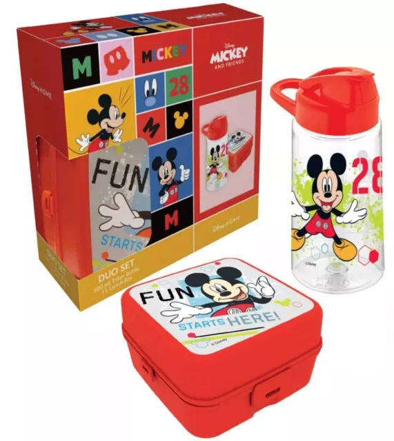 Disney Sandwich Lunch Box Brotdose Set Mickey Maus Flasche Kinder Cartoon 500ml