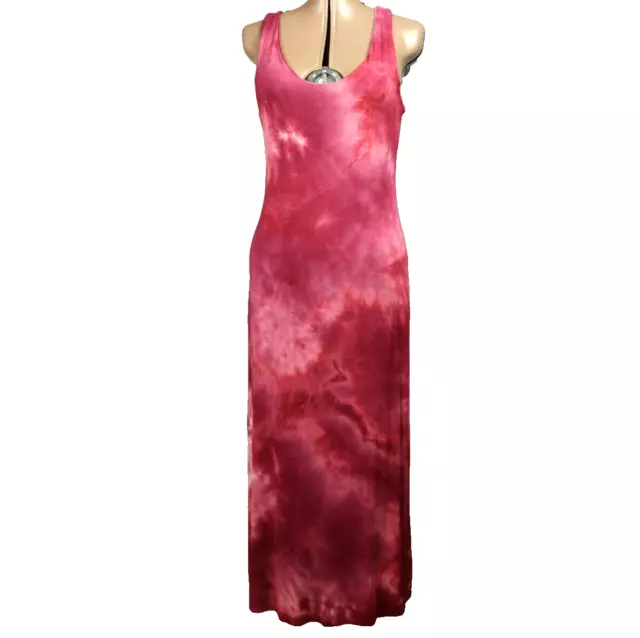 Anthropologie See You Monday Tie Dye Maxi Dress Racerback Lined Burgundy XL