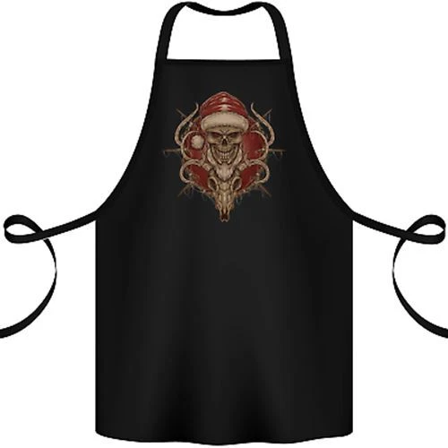 Christmas Reindeer Santa Skull Gothic Cotton Apron 100% Organic