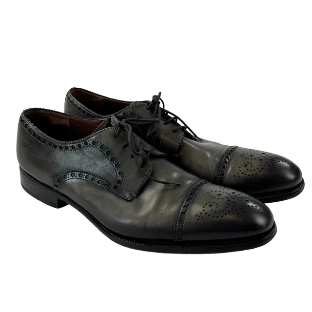 MAGNANNI MENS GERARDO Medallion Toe Oxford Derby Sz 8 M Grey Brown
