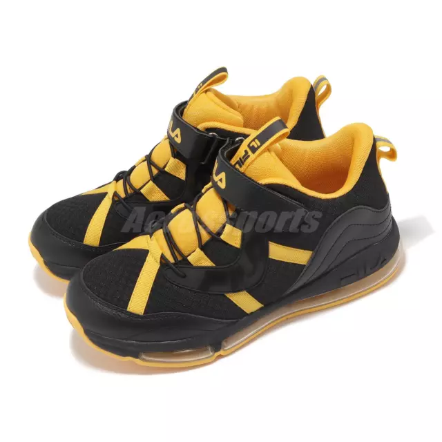 Fila B409Y Black Yellow Kids Youth Basketball Strap Sports Shoes Sneakers