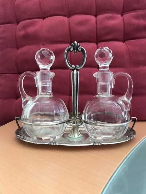 Oliera in Argento titolo 800 cristallo Molato e Faccettato, punzoni Alessandria