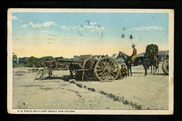 Military postcard World War 1 WWI Army Soldiers in action cannon artillery 1919