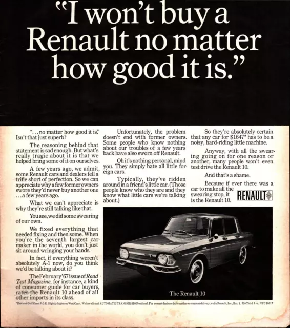 1967 RENAULT 10  ~  VINTAGE ORIGINAL PRINT AD Nostalgia A3