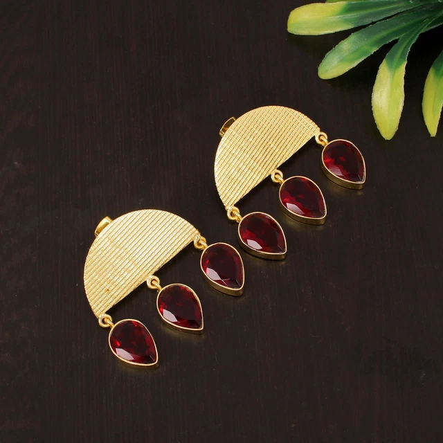 Fushia Chalcedony Gemstone Jewelry Unknown Brass Drop/Dangle Earrings For Girls