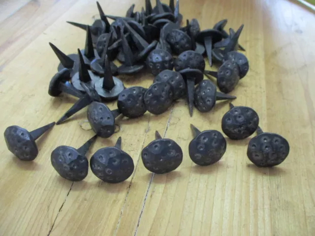 50 NAILS ROUND HAND FORGED 1" SWIRL 1.5" LONG TACK CRAFT DENTED CUT NAIL iRON