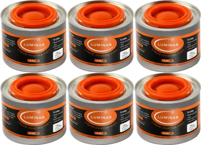 4 Hour Liquid Cooking Chafing Dish Fuel Cans Heat for Buffet - 6 Cans