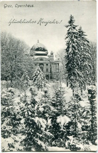AK GRAZ /Steiermark, Opernhaus im Winter/Schnee "Glückliches Neujahr!" 20er