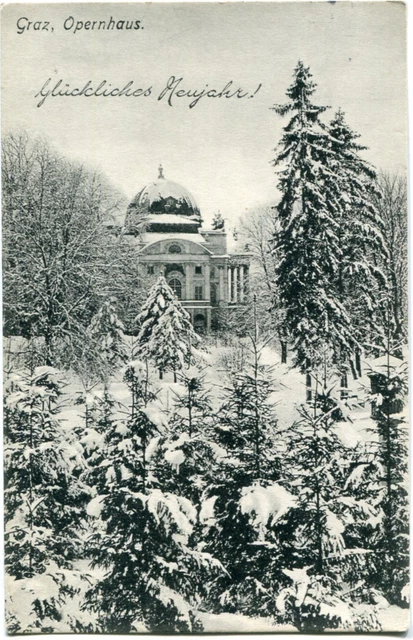 AK GRAZ /Steiermark, Opernhaus im Winter/Schnee "Glückliches Neujahr!" 20er