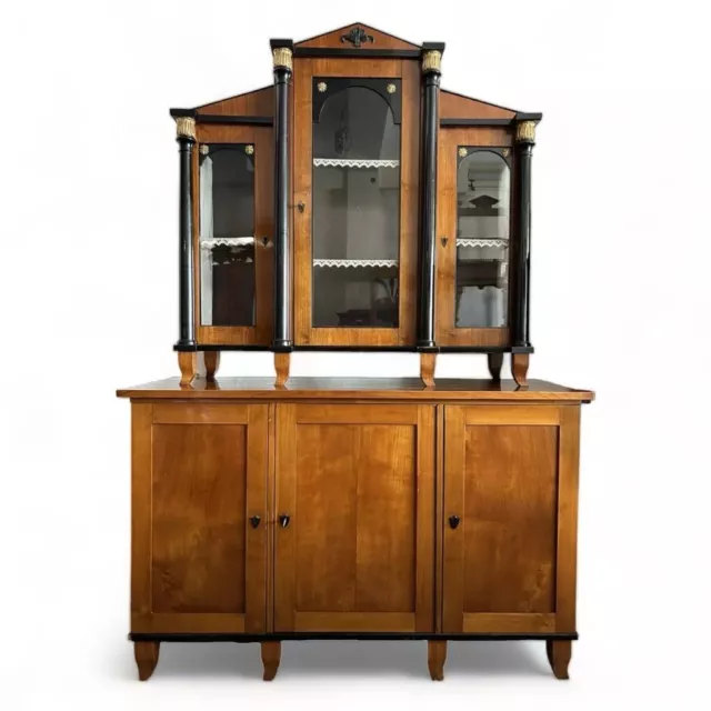 Biedermeier Aufsatzkommode Aufsatzvitrine Bücherschrank  Würfel Marketerie