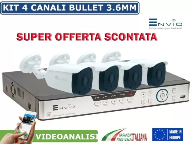 KIT VIDEOSORVEGLIANZA DVR 4 Canali 5MPX + 4 ENVIO cip  Sony 5MPX + Alim