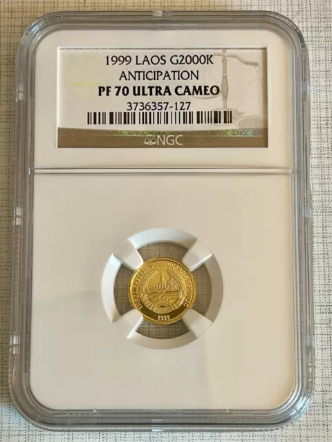 Laos 1999 Anticpation 2000K 1/25 oz Gold NGC PF70 ULTRA CAMEO Sku# 2501