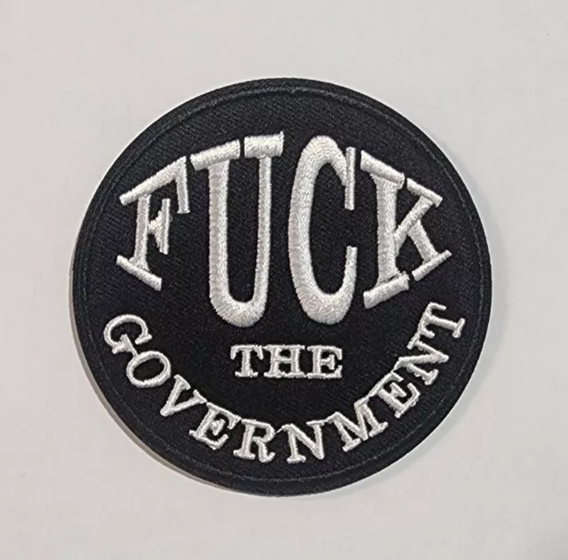 F@&K THE GOVERMENT Harley Davidson Biker Vest Patches Iron Sew On