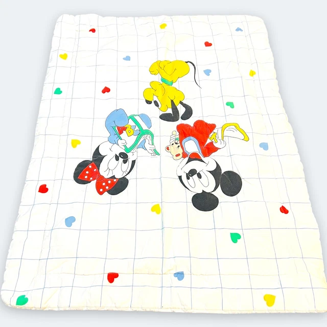 DISNEY BABIES 80S Mickey Minnie Quilted Baby Blanket Pluto Heart ABC