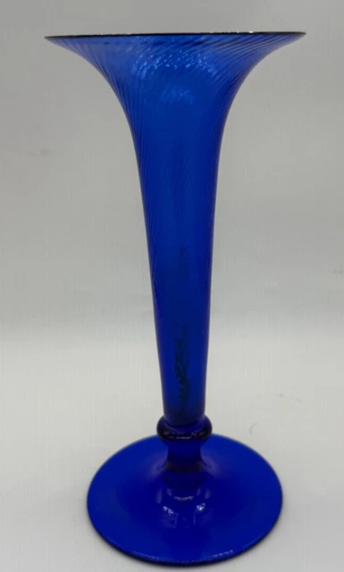 COBALT BLUE GLASS trumpet vase 8
