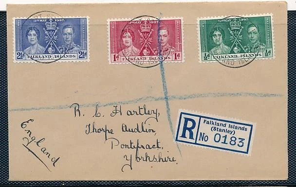 FALKLANDS 1937 KGVI CORONATION  Sc 81-3 FDC