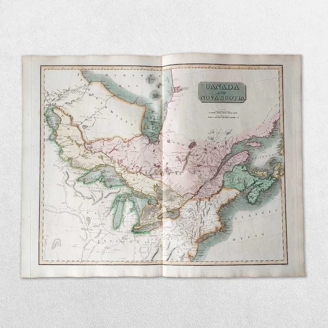 Antique 19Th Century World Atlas Map John Thomson 1814 North America Canada