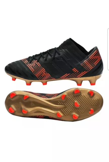 Zapatos De Fútbol Tierra Adidas Cp8985 Hombre Nemeziz 17.3 Fg Firmes Negros/Rojo Solar