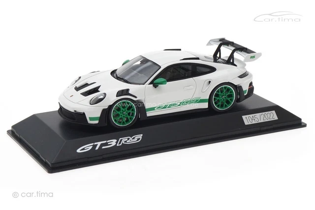 PORSCHE 911 (992) GT3 RS - 1:18 - Spark - bianco/verde - con vetrina