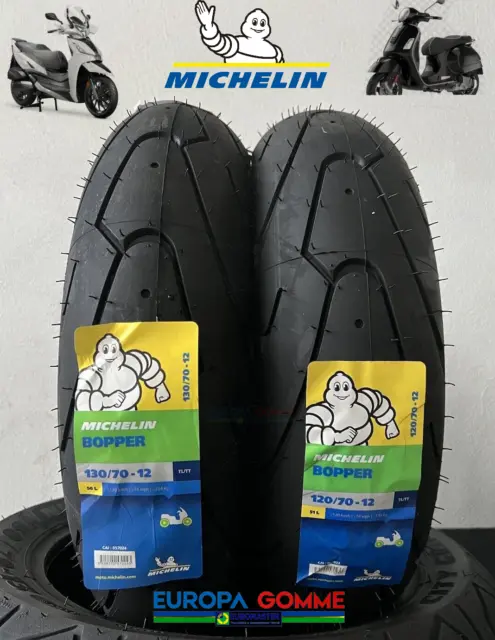 Coppia 120/70-12 51S + 130/70-12 62S Michelin Bopper Dot/Anno 2024 Gomme Scooter