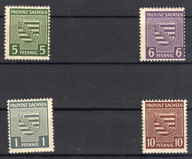 SBZ Provinz Sachsen Lot MiNr. 73 Xy, 75 Xay, 76 Xc, 78 Xby postfrisch, BPP gepr.
