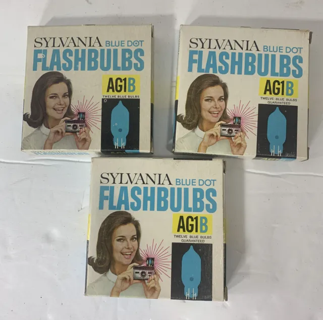 3 Paquetes Vintage 12 Sylvania punto azul bombillas AG1B NUEVO Sellado