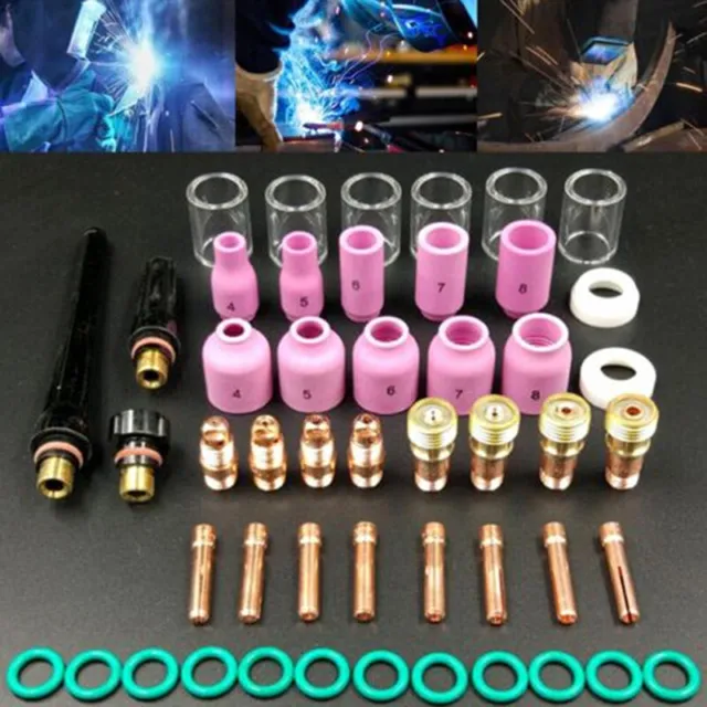 49Pcs tig welding torch stubby gas lens glass cup kit for wp-17/18/26 S6.DS SN❤