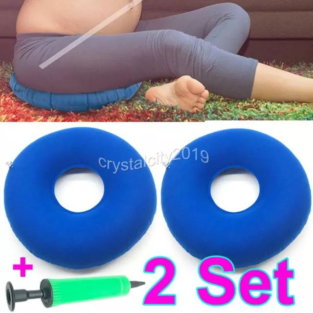 2 Set Aufblasbar Dekubitus-Kissen Hämorrhoiden Sitz Kissen Sitzring mit Pumpe