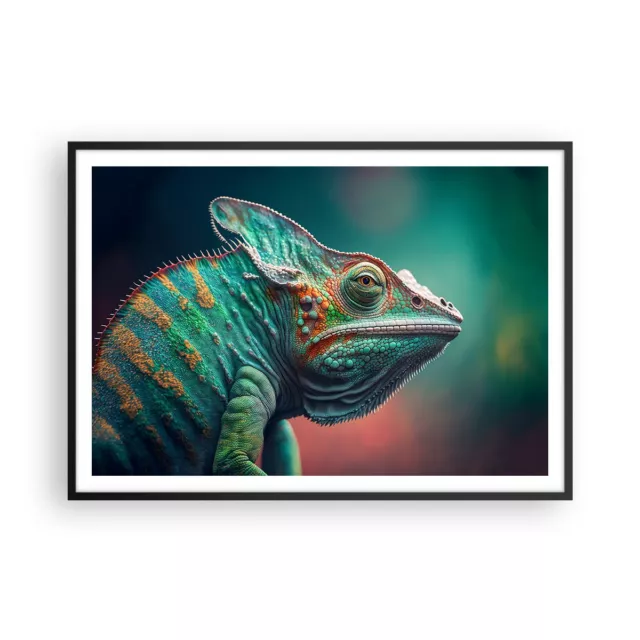 Affiche Poster 100x70cm Tableaux Image Photo Cam�l�on Animaux Reptile Wall Art