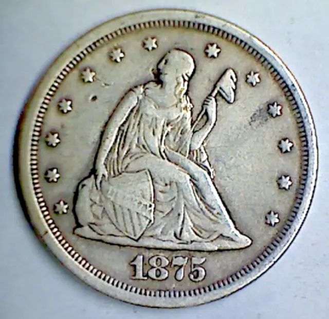 1875 S Liberty Seated Silver 20 Cent Piece