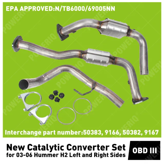 New Catalytic Converter Set for 03-06 Hummer H2 Left and Right Sides USA FAST