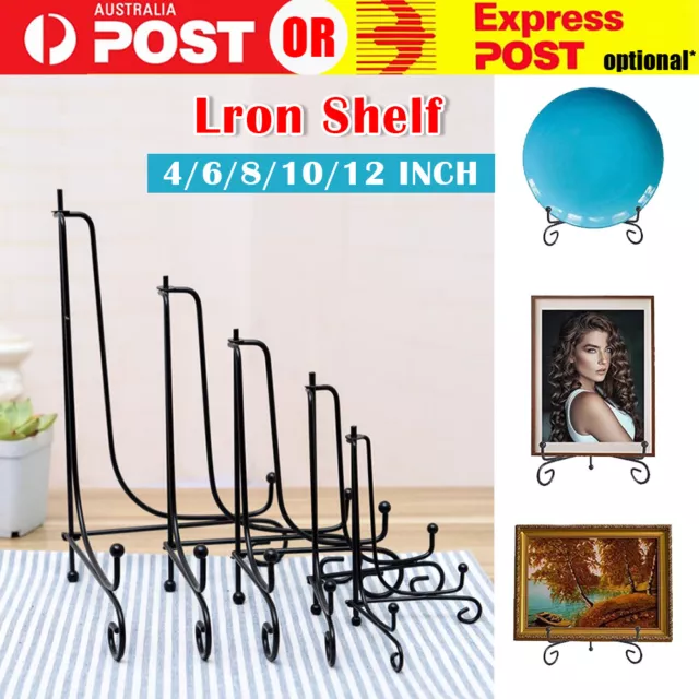 Plate Stands Iron Display Easel Photo Picture Bowl Dish Book Holder Frame Black