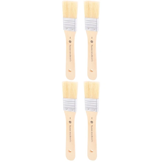4 Pcs En Bois Étudiant Pinceau Poils Naturels Brosse À Cire