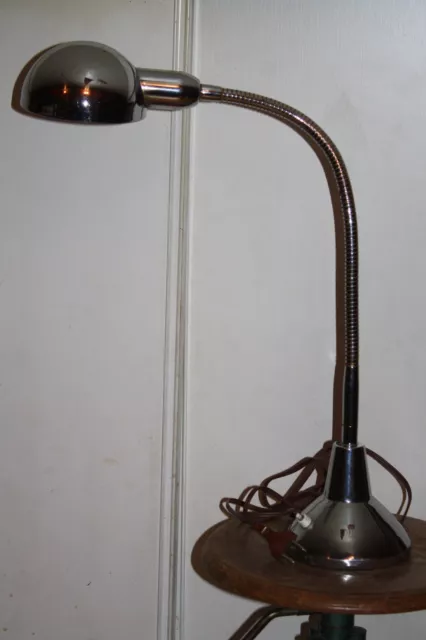 ANCIENNE LAMPE Industrielle Bureau Métal Chromé JUMO 210 Flexible Années 50