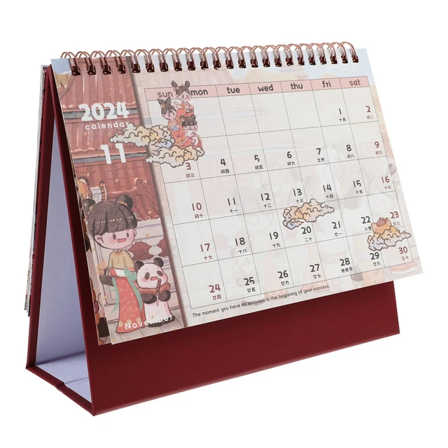 DESK CALENDAR 2024 Folding Bottom Calendar Time Schedule The Moon