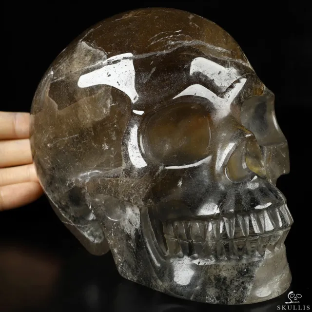 Lifesized 6.0" Smoky Quartz Rock Crystal Hand Carved Crystal Skull, Realistic