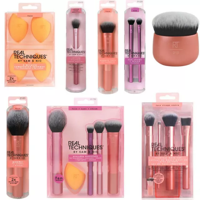 New Real Techniques Makeup Brushes Set Foundation Powder Blender Sponge Puff Hot