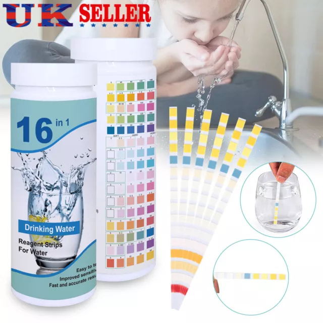 50/100X 16 in 1 Drinking Water Test Kit Strips Home Water Quality Test for Tap S